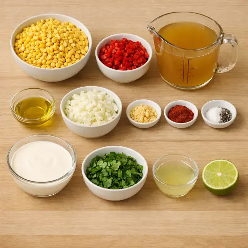 Ingredients for Spicy Corn Chowder with Roasted Peppers