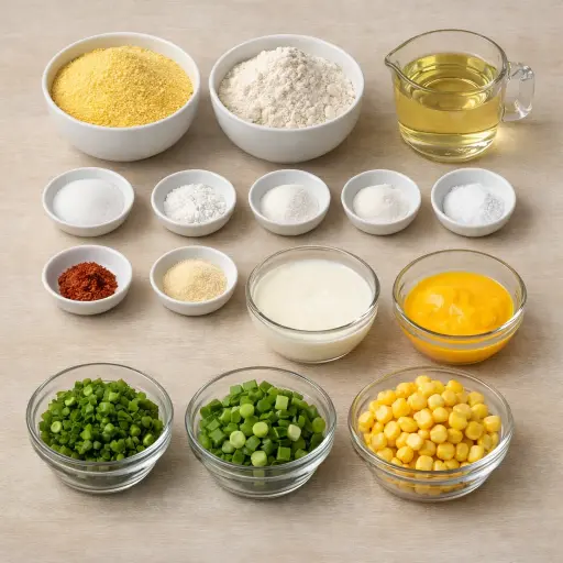 Ingredients for Spicy Cornmeal Hush Puppies with Jalapeños