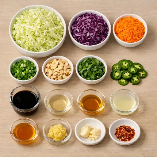 Ingredients for Spicy Crunch Cabbage Salad