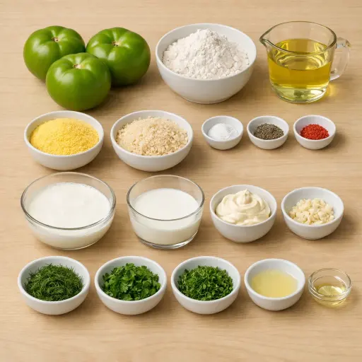 Ingredients for Spicy Fried Green Tomatoes with Herbed Aioli