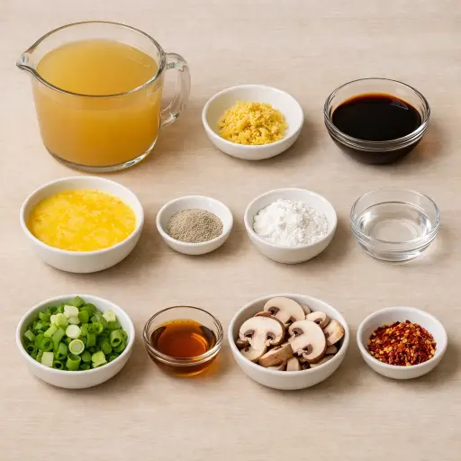 Ingredients for Spicy Ginger Egg Drop Soup