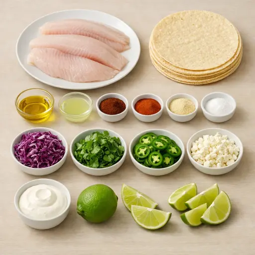 Ingredients for Spicy Grilled Fish Tacos