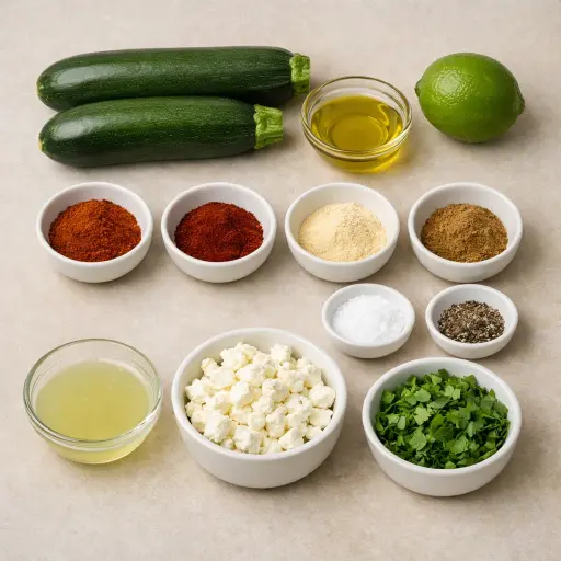 Ingredients for Spicy Grilled Zucchini with Lime and Feta