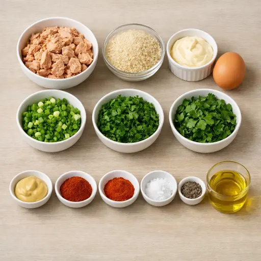 Ingredients for Spicy Herb-Infused Salmon Cakes