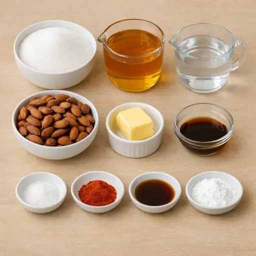 Ingredients for Spicy Honey Almond Brittle