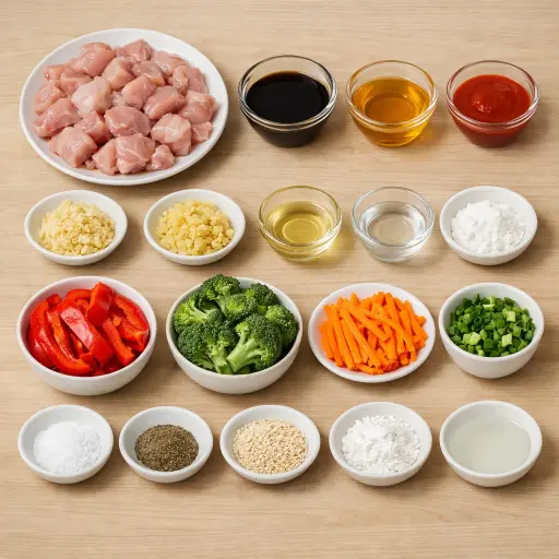 Ingredients for Spicy Honey Garlic Chicken Stir Fry