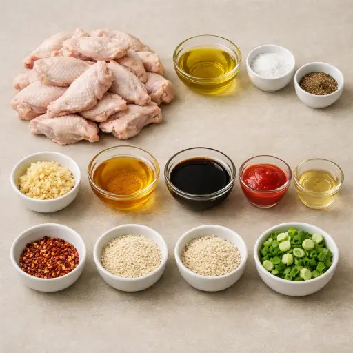 Ingredients for Spicy Honey Garlic Chicken Wings