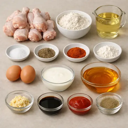 Ingredients for Spicy Honey Garlic Fried Chicken