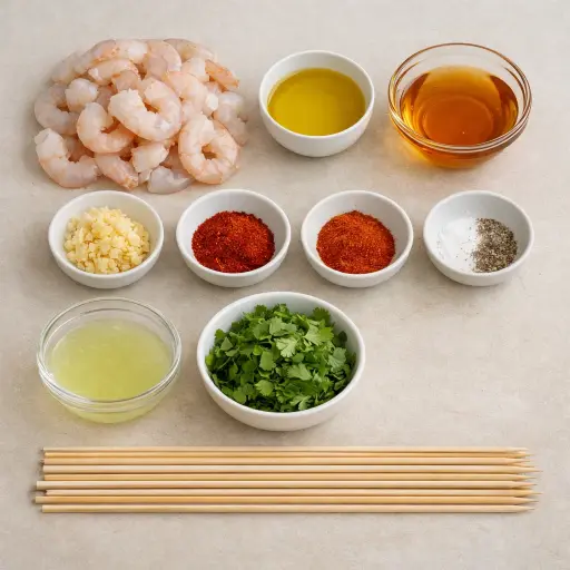 Ingredients for Spicy Honey Garlic Shrimp Skewers