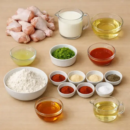 Ingredients for Spicy Honey-Lime Fried Chicken