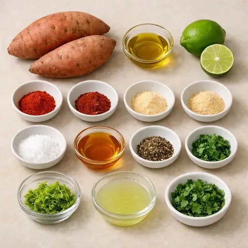 Ingredients for Spicy Honey-Lime Sweet Potato Fries