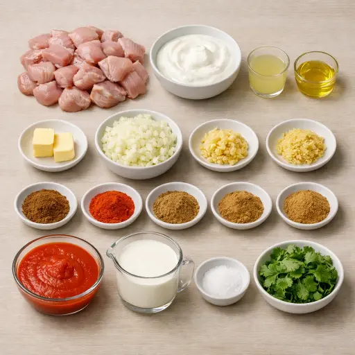 Ingredients for Spicy Indian Butter Chicken