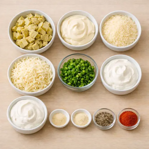 Ingredients for Spicy Jalapeño Artichoke Dip