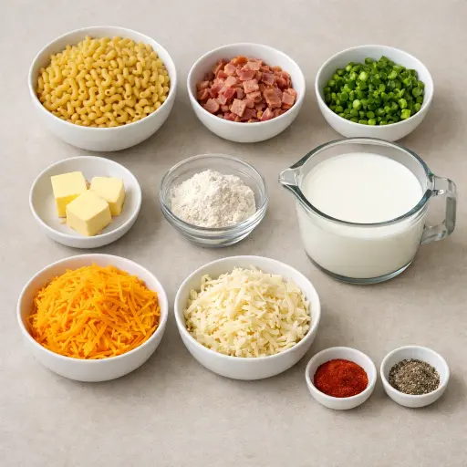 Ingredients for Spicy Jalapeño Bacon Mac and Cheese