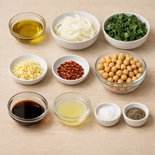 Ingredients for Spicy Kale and Chickpea Stir-Fry