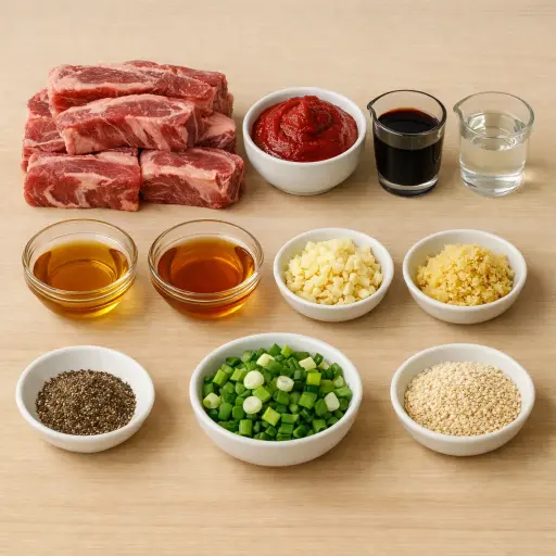 Ingredients for Spicy Korean Beef Short Ribs