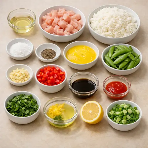 Ingredients for Spicy Lemon-Basil Chicken Fried Rice