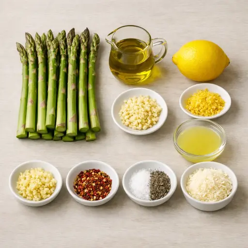Ingredients for Spicy Lemon Garlic Asparagus