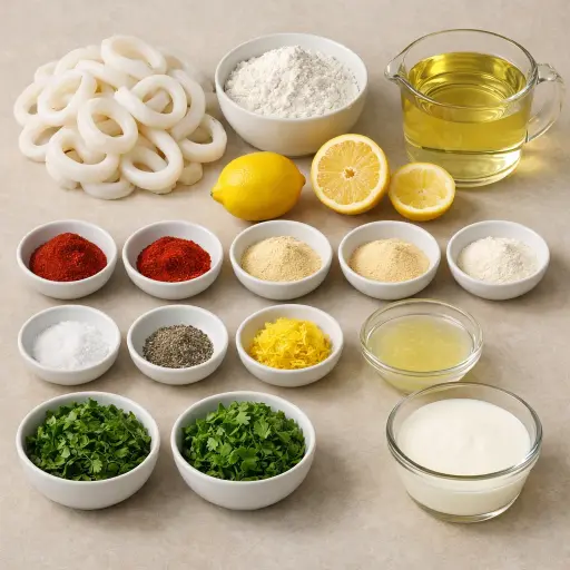 Ingredients for Spicy Lemon Herb Calamari