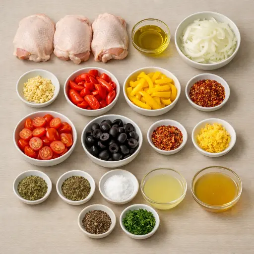 Ingredients for Spicy Lemon Herb Chicken Cacciatore