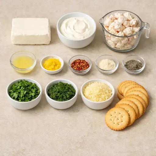 Ingredients for Spicy Lemon Herb Crab Dip