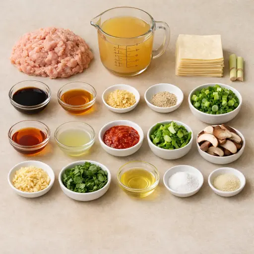 Ingredients for Spicy Lemongrass Wonton Soup
