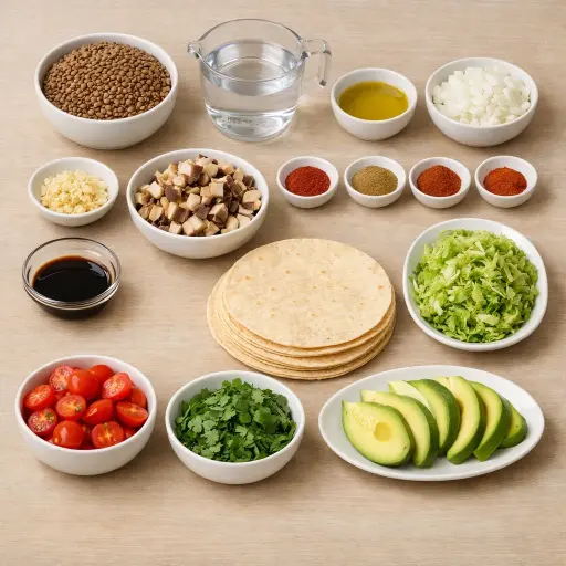 Ingredients for Spicy Lentil & Mushroom Tacos
