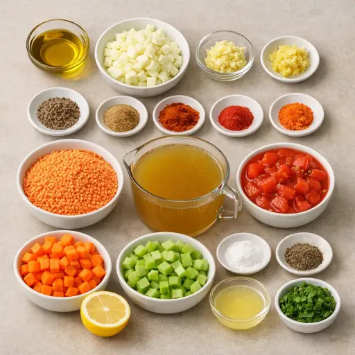 Ingredients for Spicy Lentil Soup