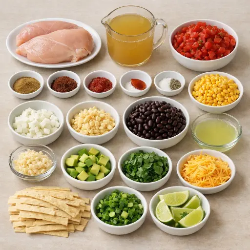 Ingredients for Spicy Lime Chicken Tortilla Soup