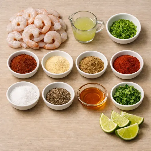 Ingredients for Spicy Lime Shrimp Skewers