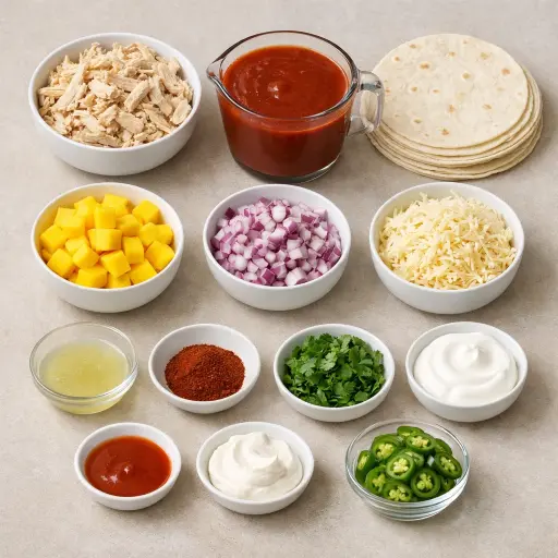 Ingredients for Spicy Mango Chicken Enchiladas