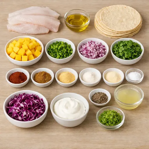 Ingredients for Spicy Mango Fish Tacos