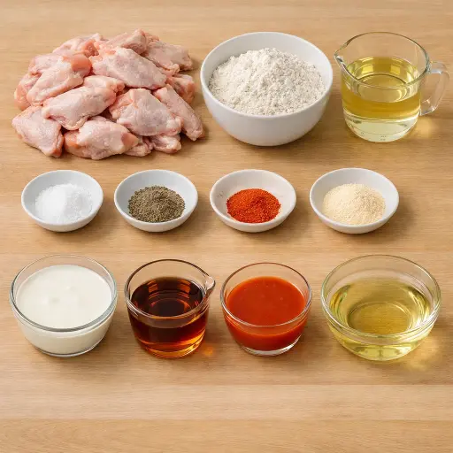 Ingredients for Spicy Maple Fried Chicken Wings
