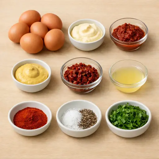 Ingredients for Spicy Mediterranean Deviled Eggs