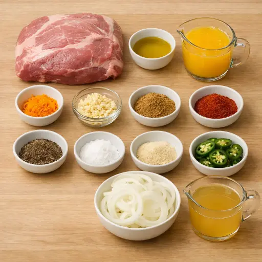 Ingredients for Spicy Orange Carnitas