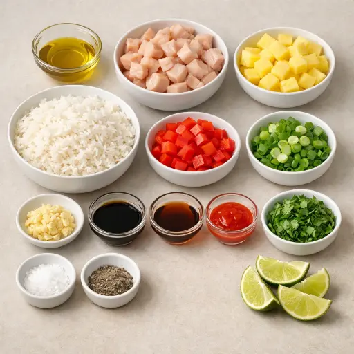 Ingredients for Spicy Pineapple Chicken Fried Rice
