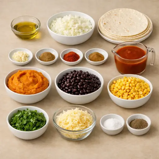 Ingredients for Spicy Pumpkin Enchiladas
