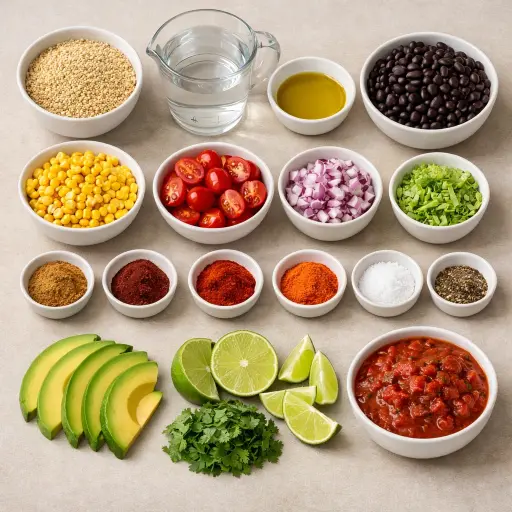Ingredients for Spicy Quinoa Taco Bowls