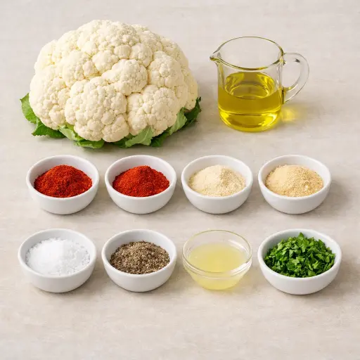Ingredients for Spicy Roasted Cauliflower Bites