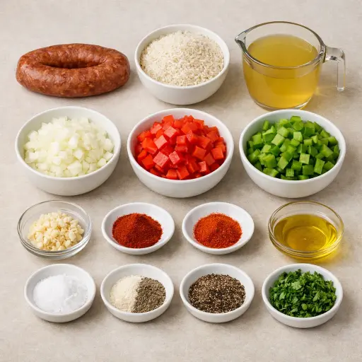 Ingredients for Spicy Sausage and Rice