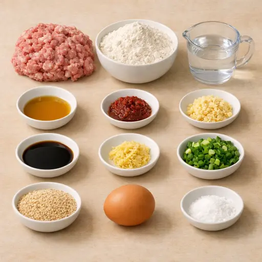 Ingredients for Spicy Sesame Pork Dumplings