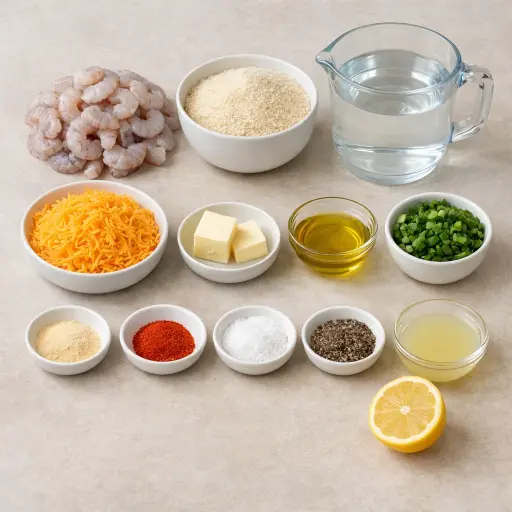 Ingredients for Spicy Shrimp and Cheddar Grits
