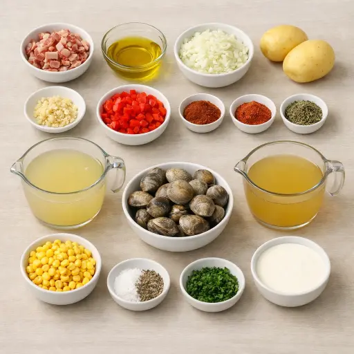 Ingredients for Spicy Smoky Clam Chowder