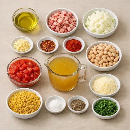 Ingredients for Spicy Smoky Pasta Fagioli Soup