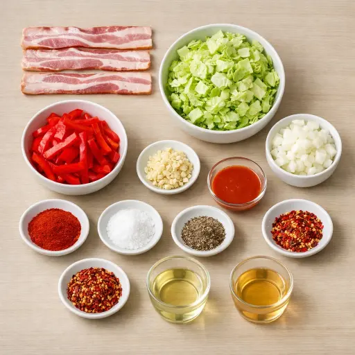 Ingredients for Spicy Southern Fried Cabbage with Bacon