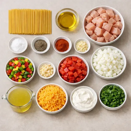 Ingredients for Spicy Southwestern Chicken Spaghetti