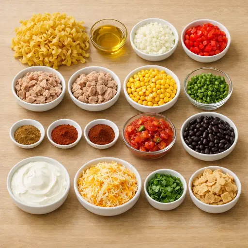 Ingredients for Spicy Southwestern Tuna Noodle Casserole