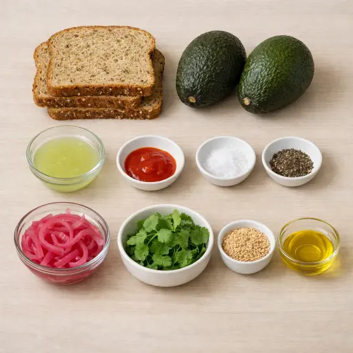 Ingredients for Spicy Sriracha Avocado Toast with Pickled Red Onions