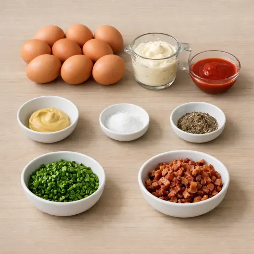 Ingredients for Spicy Sriracha Deviled Eggs