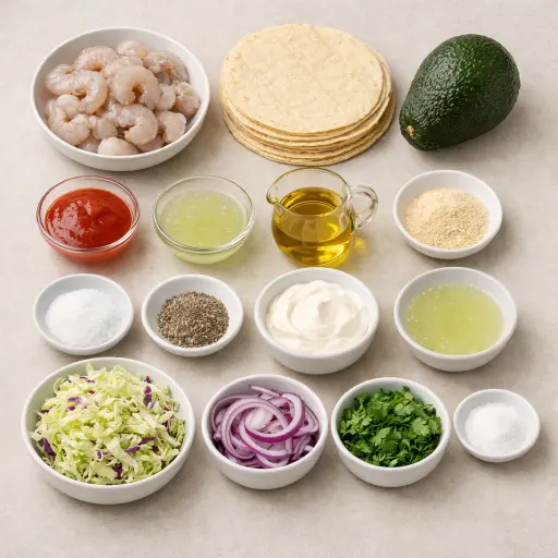 Ingredients for Spicy Sriracha Shrimp Tacos